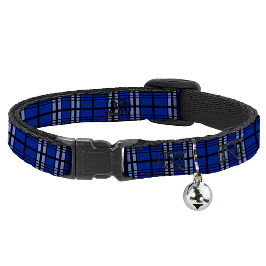 Cat Collar Breakaway - Plaid Blue Gray Black