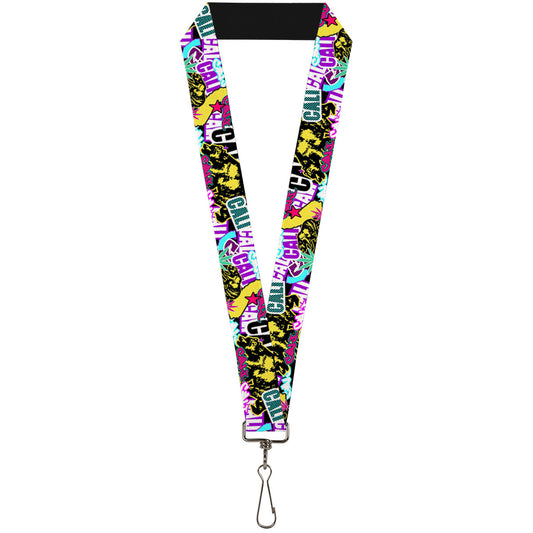 Lanyard - 1.0" - Cali Bear CALI Graffiti Pot Leaves Black Multi Color