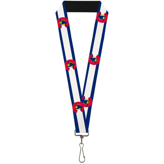 Lanyard - 1.0" - Colorado Flag Snowboarder Blue White Red Yellow