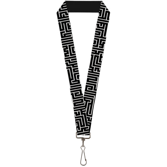 Lanyard - 1.0" - Maze Black White Red