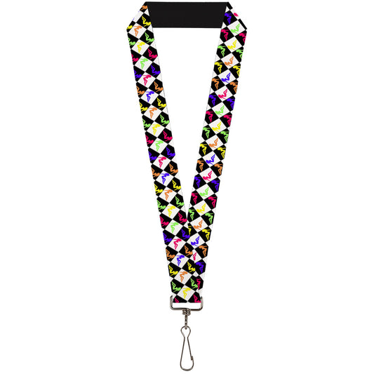 Lanyard - 1.0" - Mud Flap Girl Diamonds Black White Multi Neon