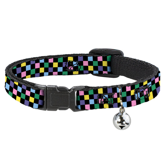 Cat Collar Breakaway - Checker Black Multi Pastel