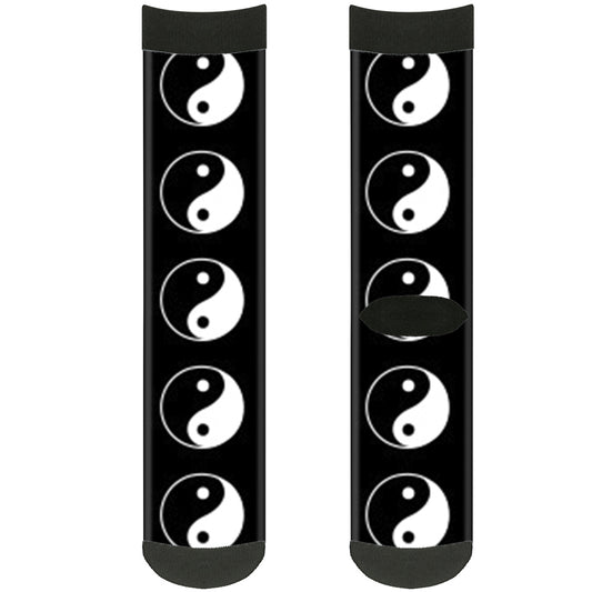 Sock Pair - Polyester - Yin Yang Symbol Black White - CREW