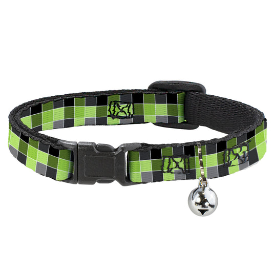 Cat Collar Breakaway - Checker Mosaic Green