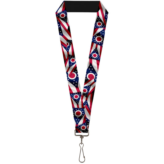 Lanyard - 1.0" - Ohio Flags Stacked