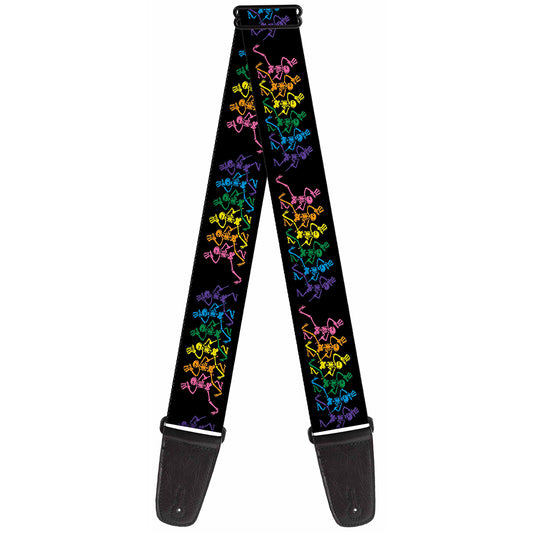 Guitar Strap - Dancing Skeletons Black Multi Color