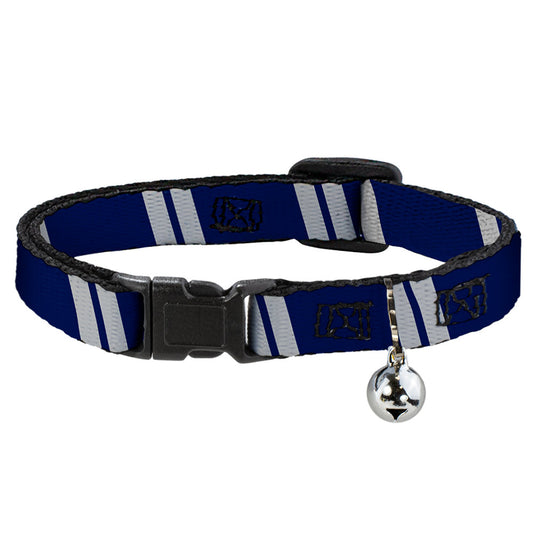 Cat Collar Breakaway - Hash Mark Stripe Double Navy Silver