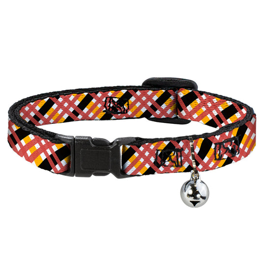 Cat Collar Breakaway - Plaid X White Gold Black Pink