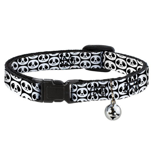 Cat Collar Breakaway - Smiling Panda Repeat Black White