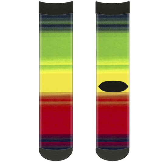 Sock Pair - Polyester - Zarape4 Vertical Rasta - CREW