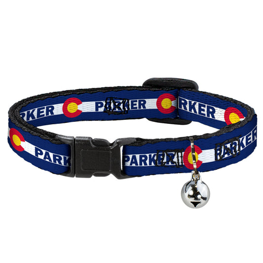 Cat Collar Breakaway - Colorado PARKER Flag Blue White Red Yellow