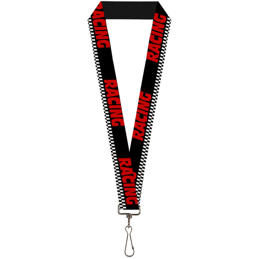 Lanyard - 1.0" - RACING w Checker Black White Red