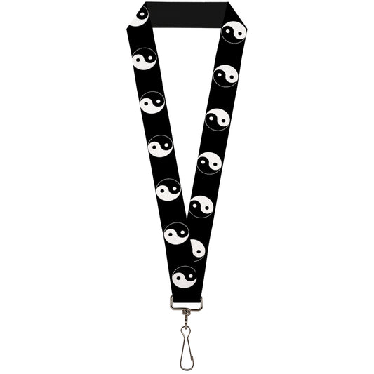 Lanyard - 1.0" - Ying Yang Symbol Black White