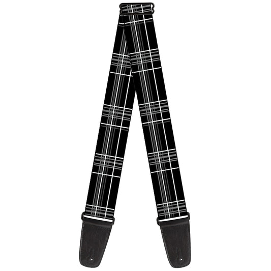 Guitar Strap - Plaid Black Gray