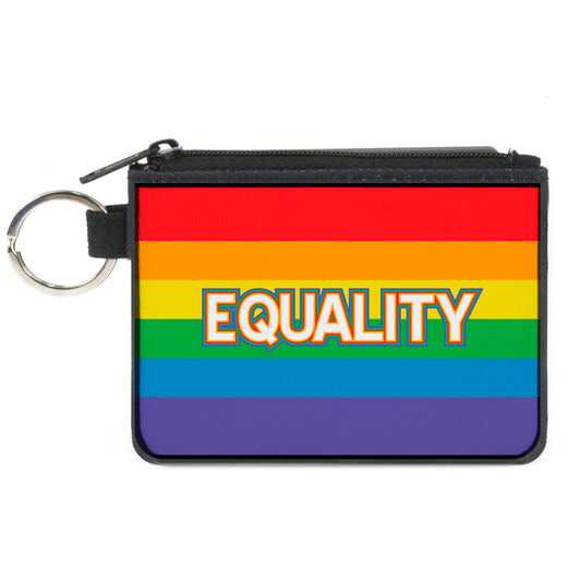 Canvas Zipper Wallet - MINI X-SMALL - EQUALITY Stripe Rainbow White