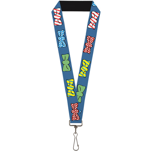 Lanyard - 1.0" - Bowties Blue Multi Color