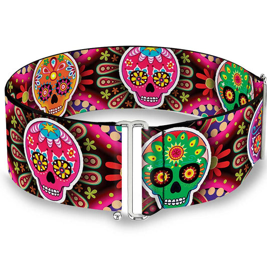 Cinch Waist Belt - Six Sugar Skulls Multi Color