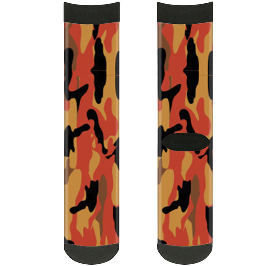 Sock Pair - Polyester - Camo Oranges Black - CREW