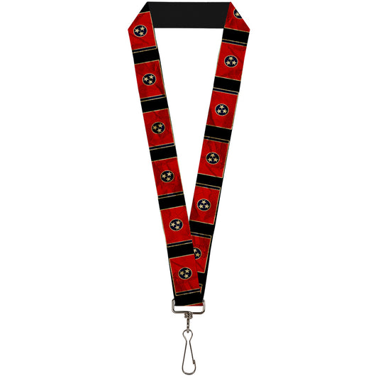 Lanyard - 1.0" - Tennessee Flag Black Distressed