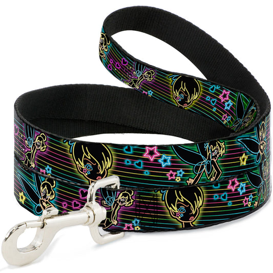 Dog Leash - Electric Tinkerbell Poses/Stripes Black/Multi Neon