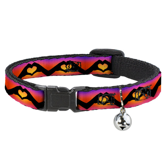 Cat Collar Breakaway - Hand Heart Silhouette Ombre Purples Orange Pinks