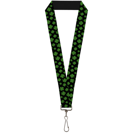 Lanyard - 1.0" - St. Pat's Clovers Scattered Black Green