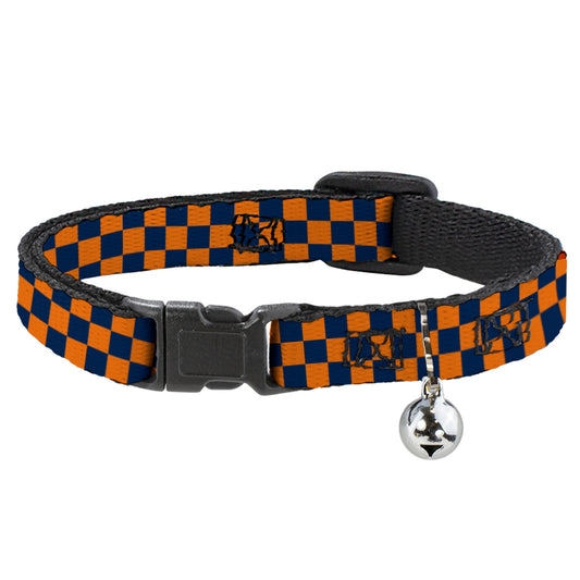 Cat Collar Breakaway - Checker Orange Blue